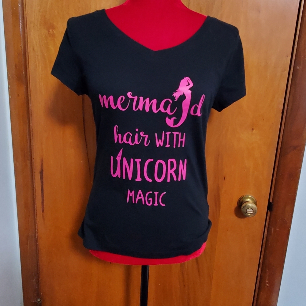 Mermaid hair with unicorn magic T-shirt